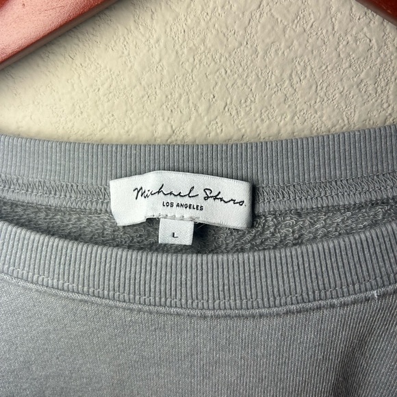 Women’s Large Sweatshirt Grey MICHAEL STARS Cozy Lounge Cropped Quiet Luxury - Picture 8 of 8